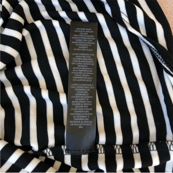 Chico’s Travelers Made in Usa Black & White Stripe Tie-Front 3/4 Sleeve Top 3 L - Picture 13 of 15